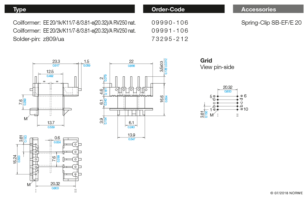 EE 20/1k/K11/7-8/3,81-e(20,32)/A RV250 nat. technical preview