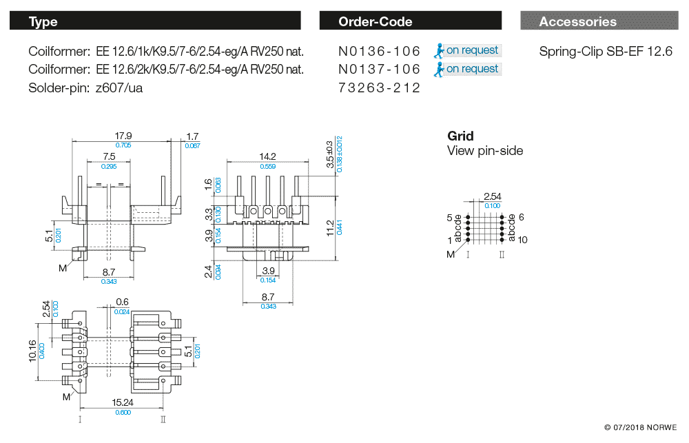 EE 12,6/2k/K9,5/7-6/2,54-eg/A RV250 nat. technical preview